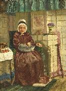 August Allebe, Old woman by a hearth